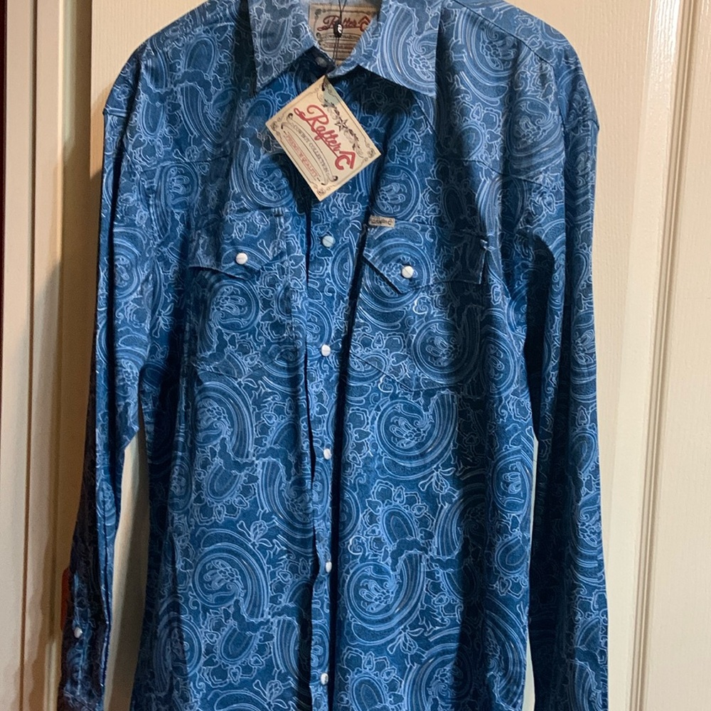 Rafter C Mens “Cowboy Collection” Shirt.       Size Large.  Pearl snaps.